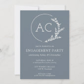 Moderne Foliage Frame Slate Graue Engagement Party Einladung (Vorderseite)