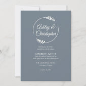 Moderne Foliage Frame Slate Gray Wedding Einladung (Vorderseite)