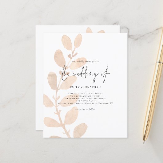 Moderne Foliage Hochzeit Einladung (Vorderseite/Rückseite Beispiel)