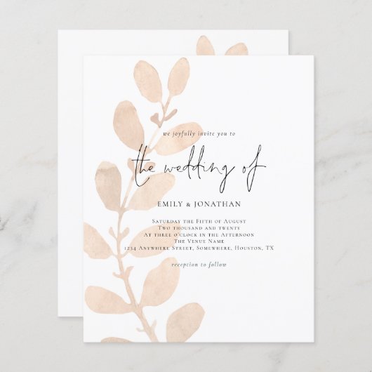 Moderne Foliage Hochzeit Einladung (Vorne/Hinten)