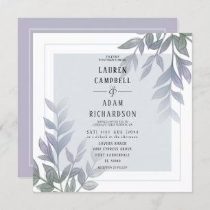 Moderne Foliage Lila Lilac Hochzeitseinladung Einladung