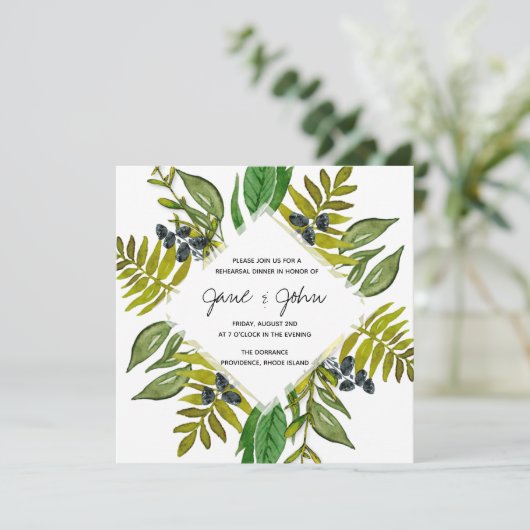 Moderne Foliage Probe Dinner Einladung (Stehend Vorderseite)