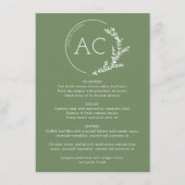 Moderne Foliage Rahmen verschleiert grüne Hochzeit Menükarte (Vorderseite)