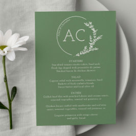 Moderne Foliage Rahmen verschleiert grüne Hochzeit Menükarte