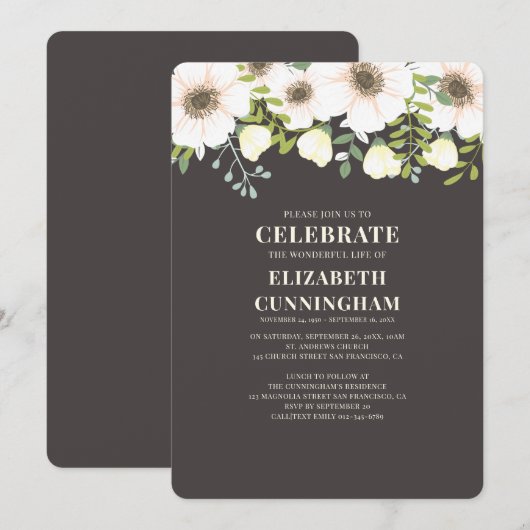 Moderne Foliage und Florals-Gedenkstätte Einladung (Vorne/Hinten)