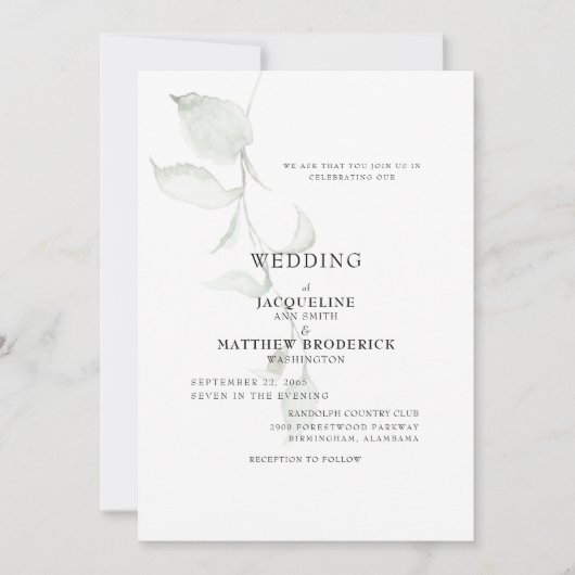 Moderne Foliage Wedding Einladung (Vorderseite)