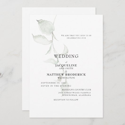 Moderne Foliage Wedding Einladung (Vorne/Hinten)