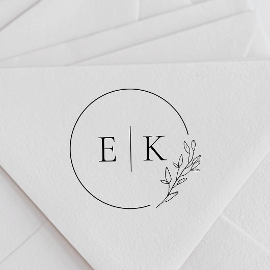 Moderne Foliage Wedding Monogram Permastempel