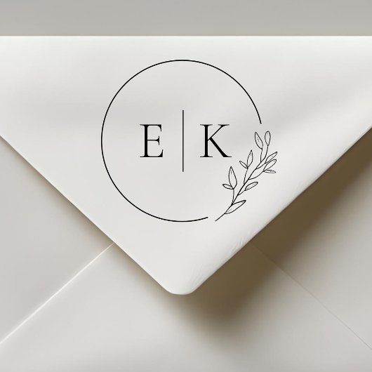Moderne Foliage Wedding Monogram Permastempel