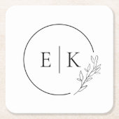 Moderne Foliage Wedding Monogram Rechteckiger Pappuntersetzer (Vorderseite)