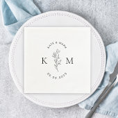 Moderne Foliage Wedding Monogram Serviette