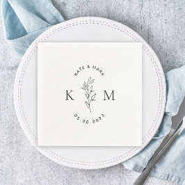 Moderne Foliage Wedding Monogram Serviette
