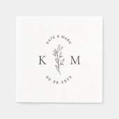 Moderne Foliage Wedding Monogram Serviette (Vorderseite)