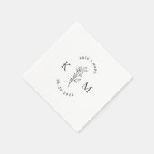 Moderne Foliage Wedding Monogram Serviette (Ecke)
