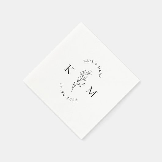 Moderne Foliage Wedding Monogram Serviette (Ecke)
