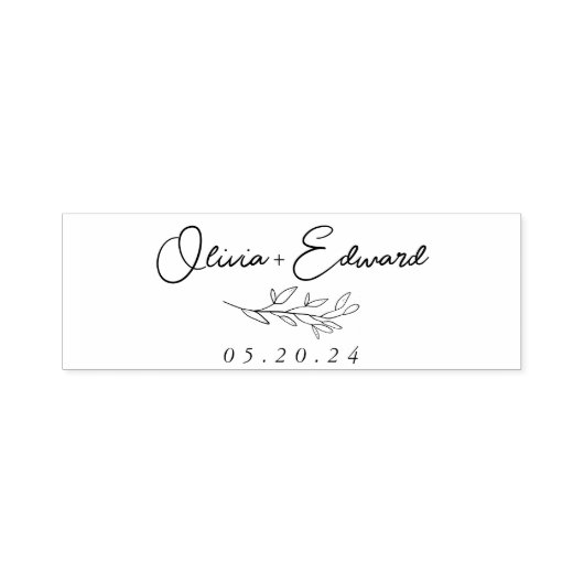 Moderne Foliage Wedding Name Permastempel (Design)