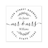 Moderne Foliage-Zukunft Mr Mrs Hochzeitsadresse Permastempel (Design)