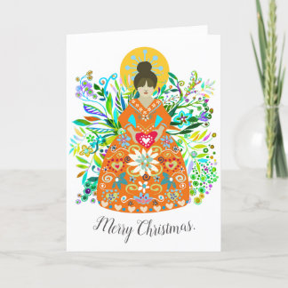 Moderne Folkkunst Mandarine Weihnachten Engel Gruß