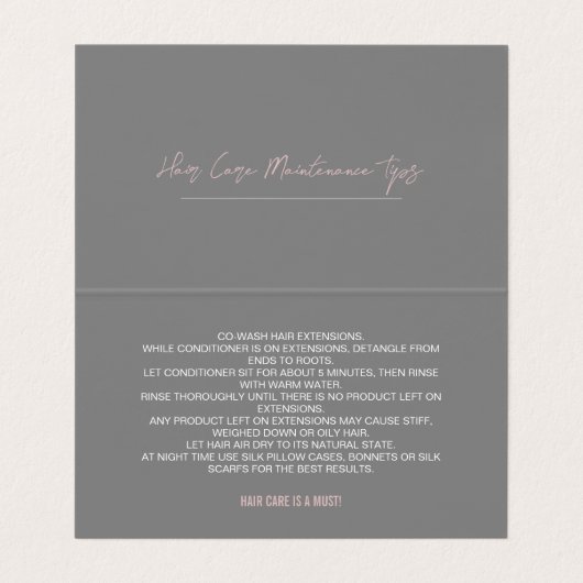 Moderne Fön/Wig/Bündel geklappte Maintenance Card Visitenkarten (Innenseite Aufgefaltet)