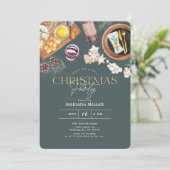 Moderne Food Wine Weihnachten Grünen Feiertag Part Einladung (Stehend Vorderseite)