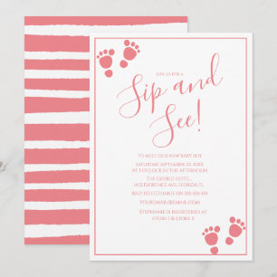 Moderne 'Footprint Sip And See' Party-Einladung Einladung