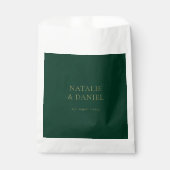 Moderne Forest Dark Green & Gold Chic Hochzeit Geschenktütchen (Vorderseite)