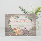 Moderne Forest Friends Berries Cotton Baby Dusche Einladung (Stehend Vorderseite)