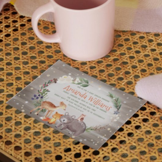 Moderne Forest Friends Berries Cotton Baby Dusche Einladung