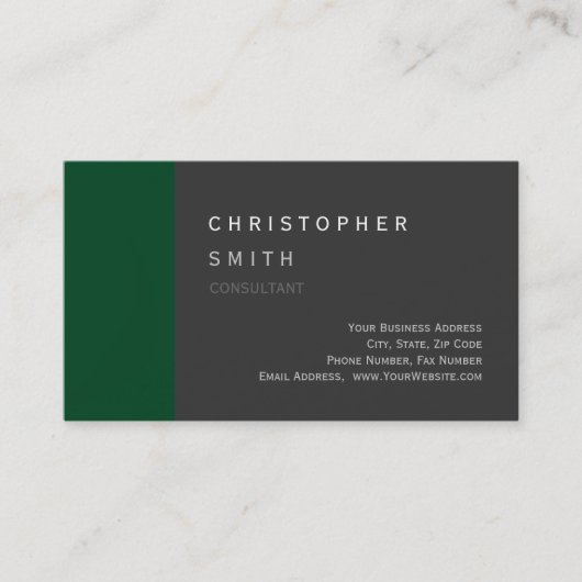 Moderne Forest Green Gray Standard Business Card Visitenkarte (Vorderseite)