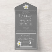 Moderne formale Klassik, weiß auf Grau, Hochzeit All In One Einladung (Innen)