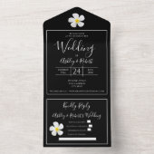 Moderne formale Klassik, weiß auf schwarz, Hochzei All In One Einladung (Innen)