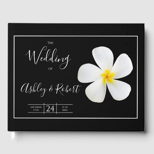 Moderne formale Klassik, weiß auf schwarz, Hochzei Gästebuch (Vorderseite)