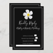 Moderne formale Klassik, weiß auf schwarzen Hochze Einladung (Vorne/Hinten)