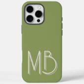 Moderne formatgrüne Monogramm-Initialen zeitgenöss Case-Mate iPhone Hülle (Rückseite)