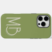 Moderne formatgrüne Monogramm-Initialen zeitgenöss Case-Mate iPhone Hülle (Rückseite (Horizontal))