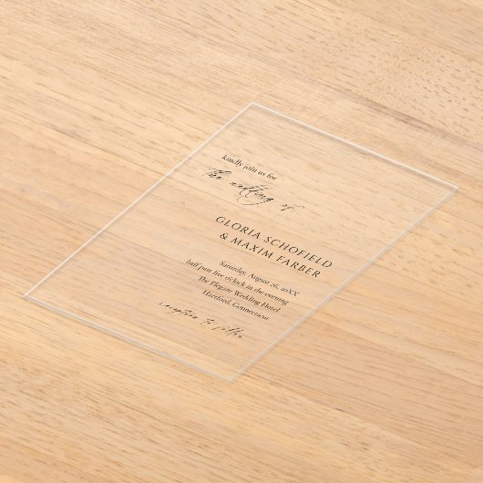 Moderne formelle Minimal Hochzeit Acryleinladungen (Ablage )