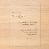 Moderne formelle Minimal Hochzeit Acryleinladungen (Vorderseite)