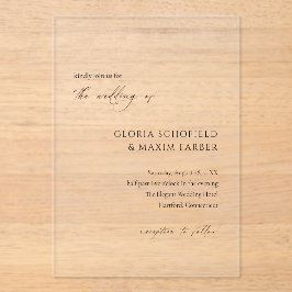 Moderne formelle Minimal Hochzeit Acryleinladungen