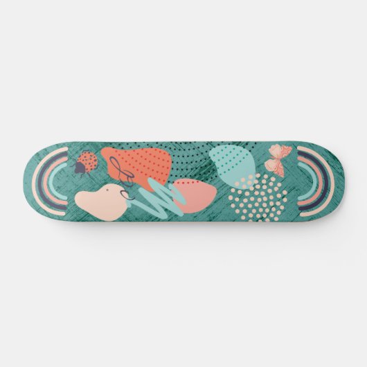 Moderne Formen Girly Rainbow Monogram Skateboard (Horizontal)