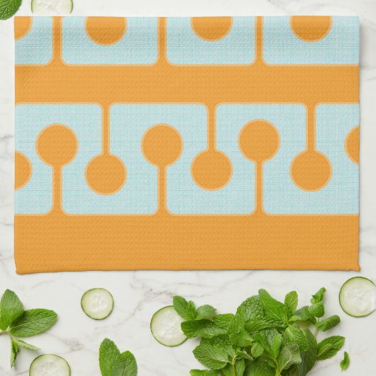 Moderne Formen im Sync Orange, Aqua Geschirrtuch (Gefaltet)
