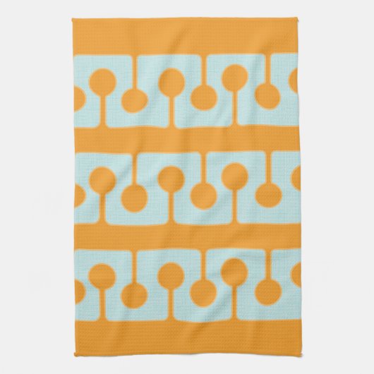 Moderne Formen im Sync Orange, Aqua Geschirrtuch (Vertikal)