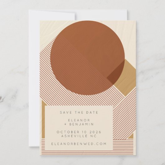 Moderne Formen Lines Copper Gold Wedding Save The Date (Vorderseite)