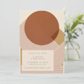 Moderne Formen Lines Copper Gold Wedding Save The Date (Stehend Vorderseite)