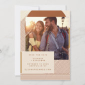 Moderne Formen Lines Terracotta Foto Wedding Save The Date (Vorderseite)