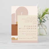 Moderne Formen Lines Terracotta Graduation Party Einladung (Stehend Vorderseite)