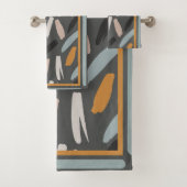 Moderne Formen Perwinkle, Orange, Aquamarin/braun Badhandtuch Set (Insitu)