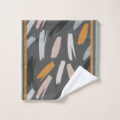 Moderne Formen Perwinkle, Orange, Aquamarin/braun Badhandtuch Set (Waschlappen)