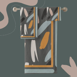 Moderne Formen Perwinkle, Orange, Aquamarin/braun Badhandtuch Set