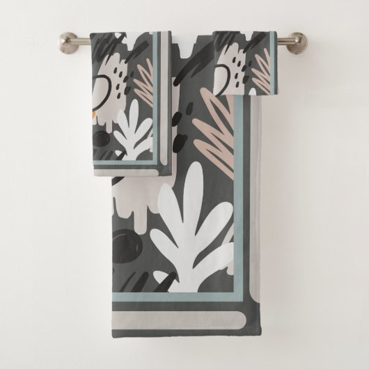 Moderne Formen Perwinkle, Orange, Aquamarin/braun Badhandtuch Set (Insitu)