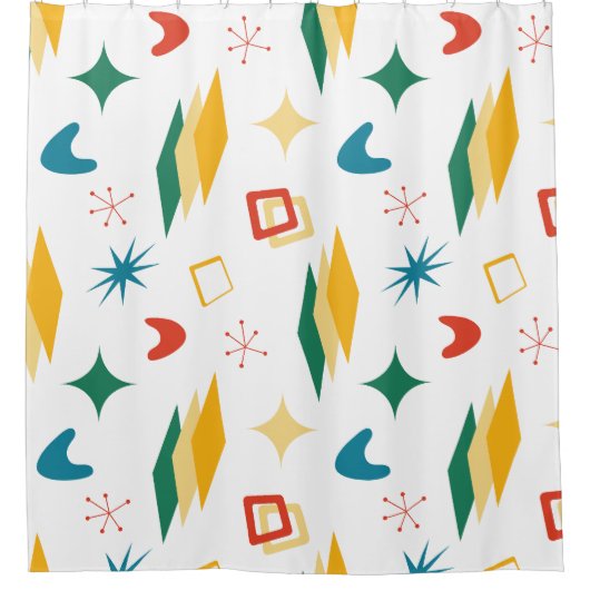 Moderne Formen - Retro-Mod, atomisch, mittelalterl Duschvorhang (Vorderseite)